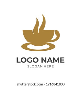 coffee logo design flat brown color style