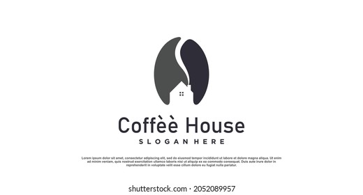 Coffee logo design with house inside Premium Vector