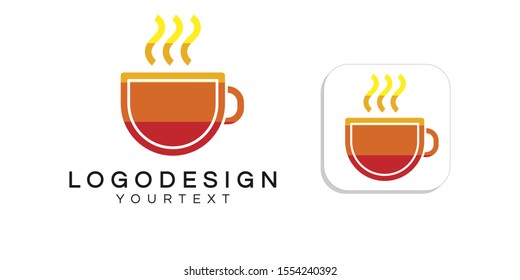 coffee logo design. icon app smartphone color full