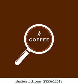 Coffee logo design inspiration vector with magnifying glass shape. icon, symbol for branding cafe shop. isolated background