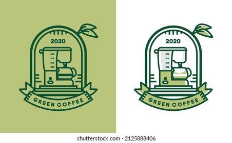 coffee logo design, modern vintage coffee maker for cafe logo, suitable for food and beverage business