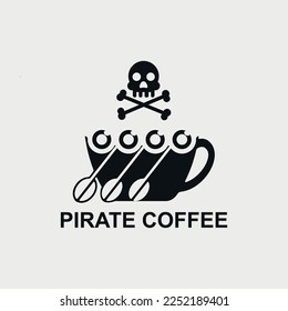 coffee logo design with pirate flag image