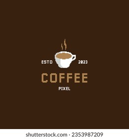 coffee logo design retro hipster vintage pixel art style