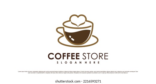 Coffee logo design template for cafe or restaurant with cup icon and creative element