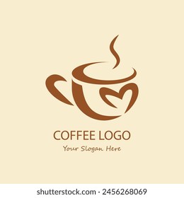 Coffee logo design template with Cup Mug and Smoke use for Caffe Shop Bar Barista vector design.
