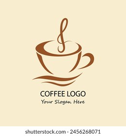 Coffee logo design template with Cup Mug and Smoke use for Caffe Shop Bar Barista vector design.
