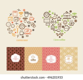 Coffee logo design template with cup. Vector coffee shop labels.