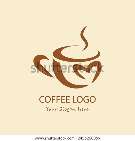 Coffee logo design template with Cup Mug and Smoke use for Caffe Shop Bar Barista vector design.

