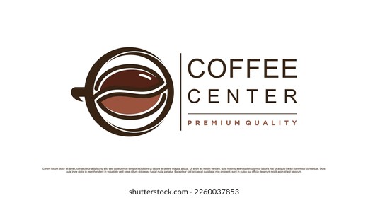 Coffee logo design template with pin point location and creative concept