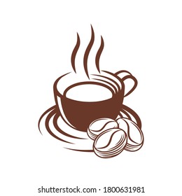 Coffee Logo Design, Vektorgrafik. Vintage Coffee Logo Vektordesign Konzept für Café und Restaurant. Abstrakter Coffee Shop Vektordesign für Logo, Symbol, Etikett, Abzeichen, Zeichen und Symbol.