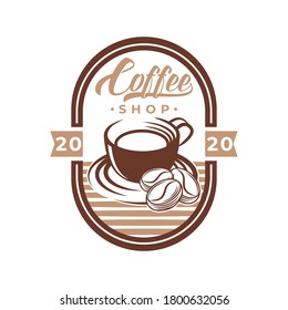 Coffee Logo design vector illustration. Retro Vintage Coffee Logo vector design concept for cafe and restaurant emblem. Coffee Shop vector design for Logo, icon, label, badge, sign and symbol.