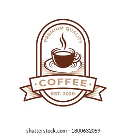 Coffee Logo design vector illustration. Retro Vintage Coffee Logo vector design concept for cafe and restaurant emblem. Coffee Shop vector design for Logo, icon, label, badge, sign and symbol.