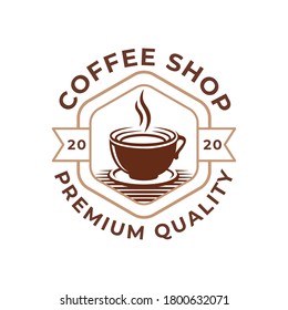 Coffee Logo design vector illustration. Retro Vintage Coffee Logo vector design concept for cafe and restaurant emblem. Coffee Shop vector design for Logo, icon, label, badge, sign and symbol.