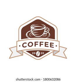 Coffee Logo Design, Vektorgrafik. Retro Vintage Coffee Logo Vektordesign Konzept für Café und Restaurant Emblem. Coffee Shop Vektordesign für Logo, Symbol, Etikett, Abzeichen, Zeichen und Symbol.