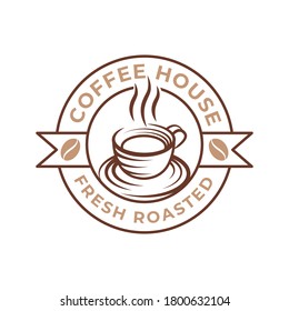 Coffee Logo design vector illustration. Retro Vintage Coffee Logo vector design concept for cafe and restaurant emblem. Coffee Shop vector design for Logo, icon, label, badge, sign and symbol.