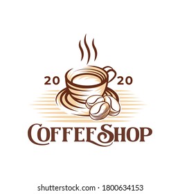 Coffee Logo design vector illustration. Vintage Coffee Logo vector design concept for cafe and restaurant. Abstract Coffee Shop vector design for Logo, icon, label, badge, sign and symbol.