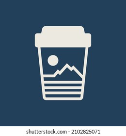 Coffee logo design Vector Mountain sign illustration template