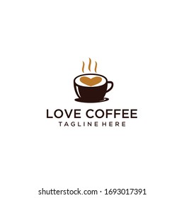 Coffee logo design Vector sign illustration template with heart sign