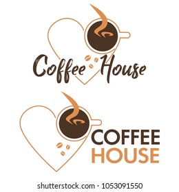 Coffee Logo design vector template. Hot logo. coffee shop illustration design elements vector. Stylized coffee cup icon. Cafe food court sign symbol. For coffee house, cafe, bar.