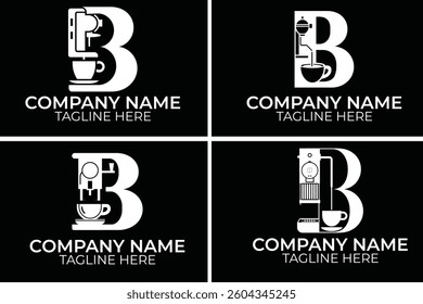 Coffee Logo Design Vector Template. Initial Letter B Logo Design