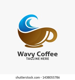 Coffee logo design with wavy element