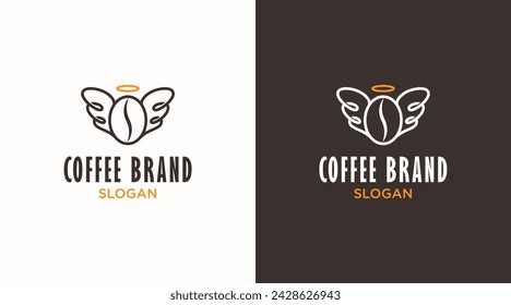 Coffee logo design. Coffee, wing, angel logo design illustration