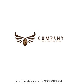 coffee logo design with wings. logo template