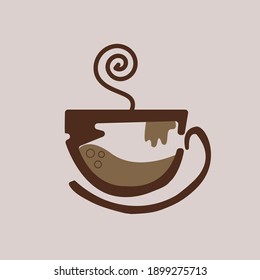 Logo del café con una forma elegante y minimalista.  Un diseño de logotipo que es fácil de recordar para los consumidores.