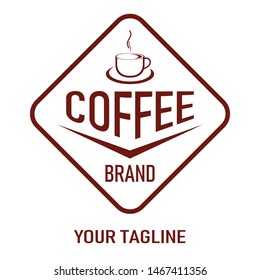 Coffee logo - flat vector, coffee cup, and brown design line with a white background
