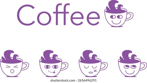 Logotipo del café con carácter divertido de la taza 