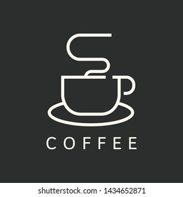 Coffee Logo glass simple elegant cafe with line style