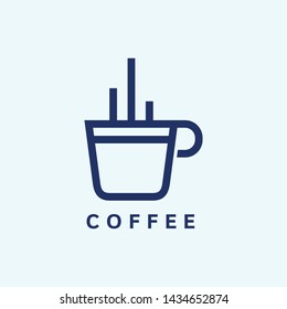 Coffee Logo glass simple elegant cafe with line style