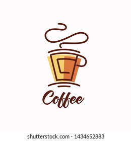 Coffee Logo glass simple elegant cafe with line style