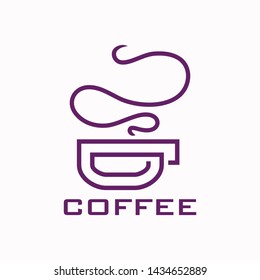 Coffee Logo glass simple elegant cafe with line style