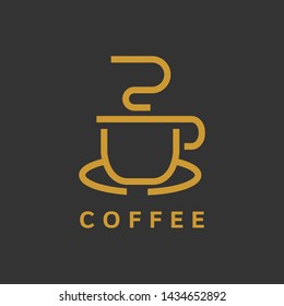 Coffee Logo glass simple elegant cafe with line style