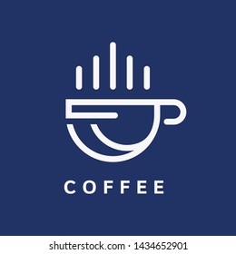 Coffee Logo glass simple elegant cafe with line style