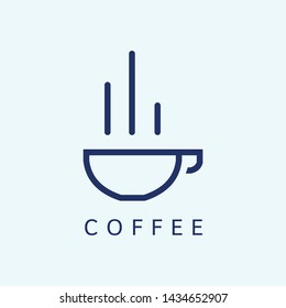 Coffee Logo glass simple elegant cafe with line style
