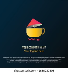 Coffee logo. gradient colors are red, yellow, brown and white