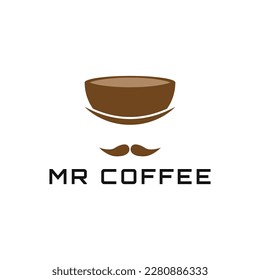 coffee logo graphic vector illustration with mustache