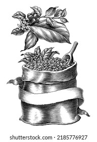 Coffee logo hand drawing engraving style clip art