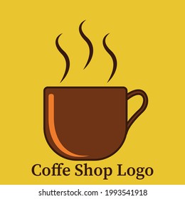 Coffee Logo. logo. icon. A Cup of Fresh Coffee. Vector Illustration. Flat style. Decorative Design for Canteen, Poster, Card. creative design. top view.