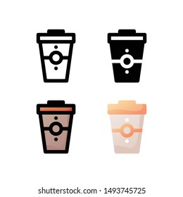 Coffee logo icon design in four style. Line, Solid, Flat Gradient and Color Line style
