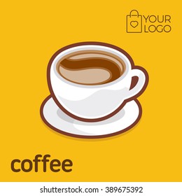 Coffee Logo icon flat design, Vector illustration banner