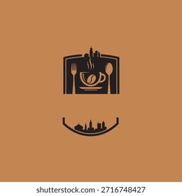 Ícone de logotipo de café design de vetor plano.