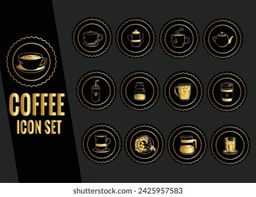 coffee logo icon set caffeine luxury royal vector company decorative