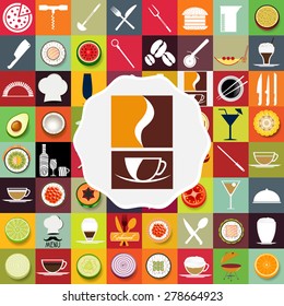 Coffee Logo with icons of restaurants