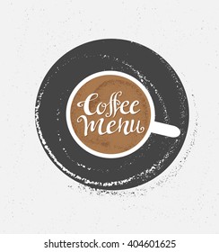 Coffee logo illustration, design cafe menu, hipster grunge vector background.
