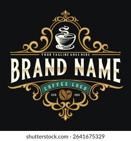 coffee logo illustration design. a cup of coffee with a vintage style, very suitable for coffee businesses, coffee shops, labels etc