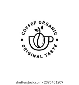 Coffee logo illustration design template. coffee beans with minimal logo vector coffee buds with leaves simple line icon for cafe. organic coffee and original taste