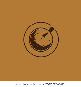 Coffee logo illustration design template. coffee with crescent moon and rocket space view in flat design vector concept